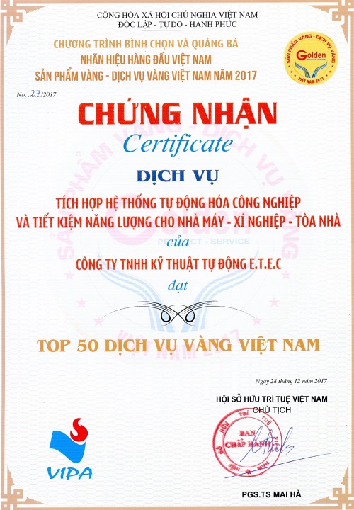 ETEC ACHIEVED TOP 50 VIETNAM'S TOP 50 BRANDS AND TOP 50 VIETNAM GOLDEN SERVICES 2017
